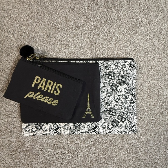 3-Pack Paris Travel Cosmetic Bag Set – “Paris Please” Black & Lace Design - Picture 8 of 9